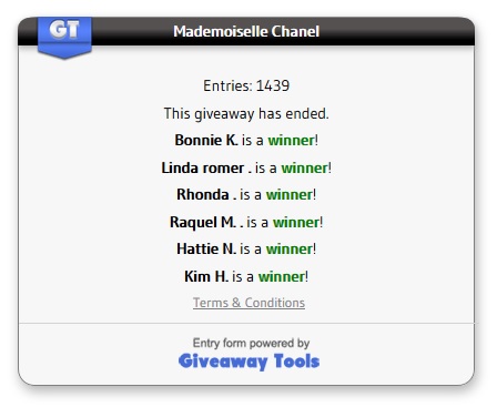 Mademoiselle Chanel winners