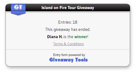 Island on Fire Giveaway winner